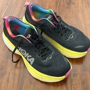 Hoka One One Bondi 8 Black Rainbow Running Shoes Mens Size 11D 1123202BCGL